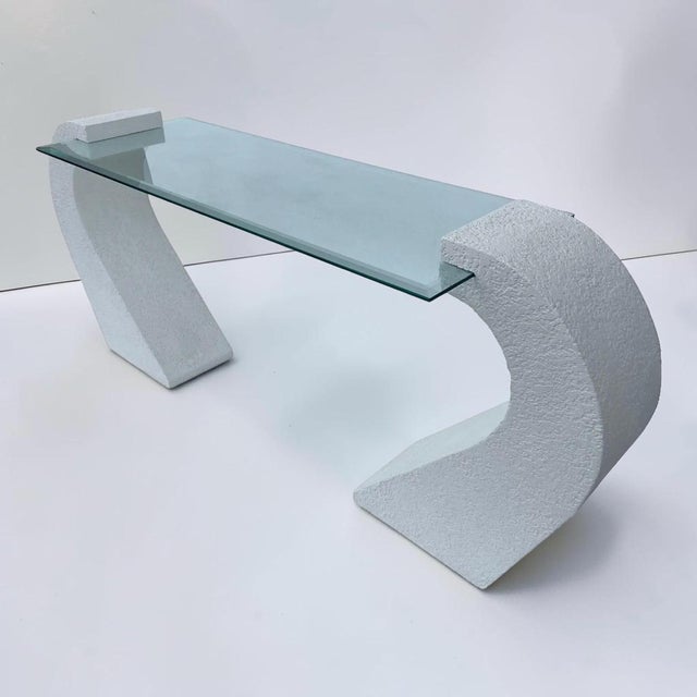 Postmodern 1980s Postmodern Curved Plaster Console Table For Sale - Image 3 of 6