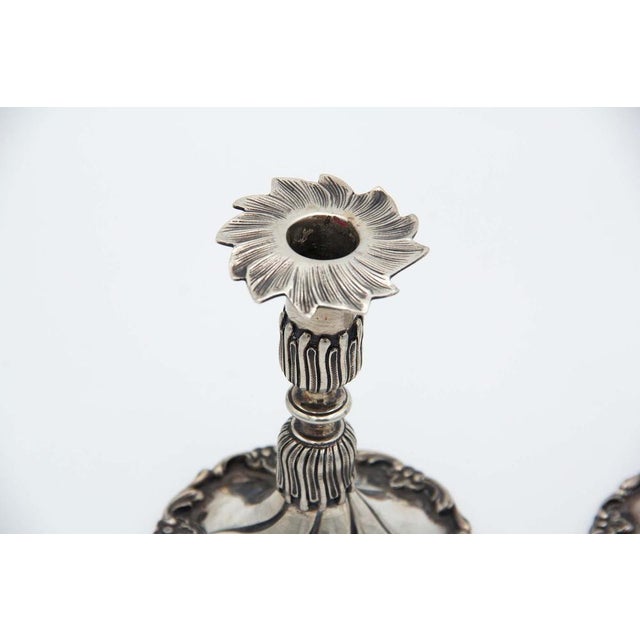 Silver Candlesticks with Circular Bases, Set of 2, in Good conditions.
