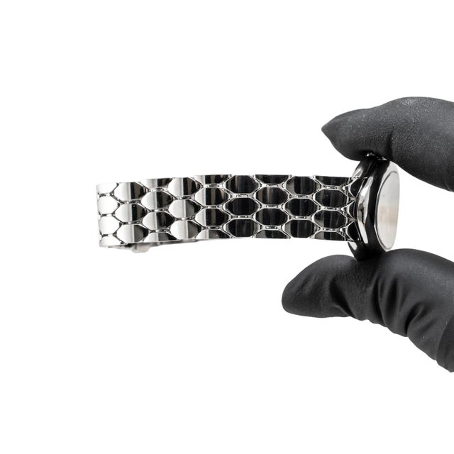 Silver Ladies Bvlgari Serpenti Seduttori 33mm 103952 Steel Black Dial Quartz Watch For Sale - Image 8 of 9