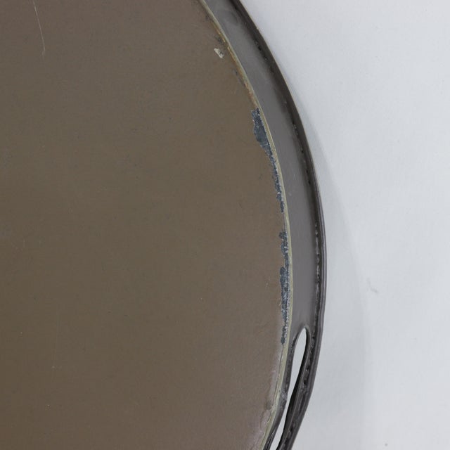 Vintage Large Oval Tole Tray - Hand Painted Brown and Cream Giraffe Animal Print Decorative Tray For Sale - Image 14 of 15
