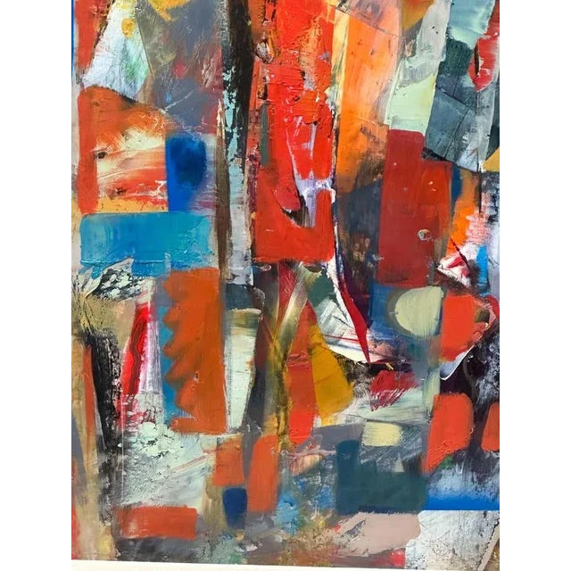 Paper Colourful Red, Blue and Yellow Abstract Painting by Vahan Yervadyan For Sale - Image 7 of 12
