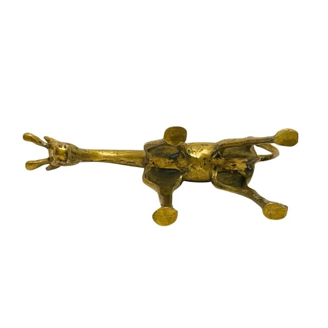 Pair of Vintage Hollywood Regency Solid Brass Giraffes Large and Small For Sale - Image 10 of 10