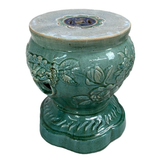 Pair of Annamese Celedon-Glazed Ceramic Garden Stands For Sale - Image 6 of 12
