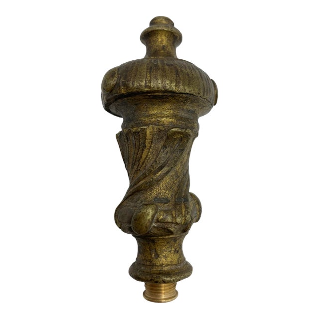 Antique French Gilt Bronze Flambeau Lamp Finial 19th Century With Adapter For Sale
