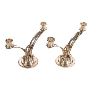 Sterling 925 Modernist Designer Candlesticks - a Pair For Sale