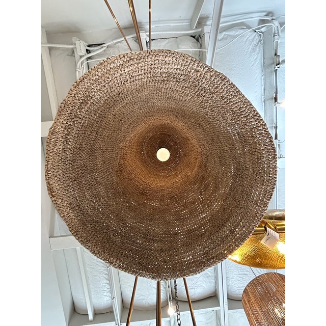 Wood Late 20th Century Large Natural Woven Basket Pendant Light For Sale - Image 7 of 7