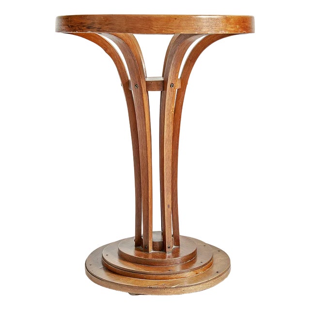 Round Side Table in Wood and Glass, 1920s For Sale