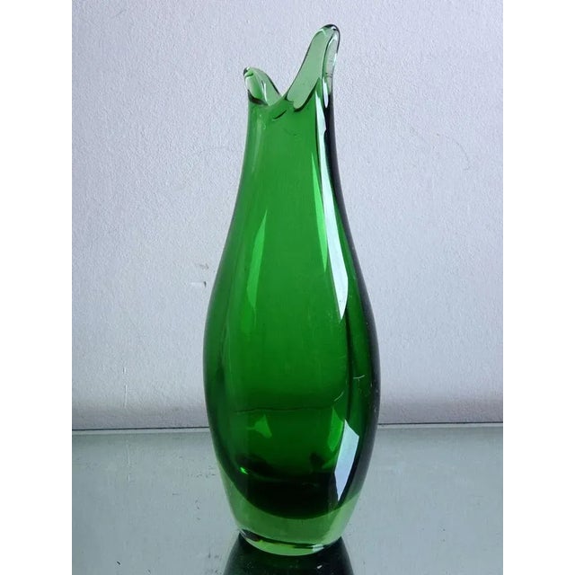 Green Glass Vase, 1950s For Sale - Image 6 of 9