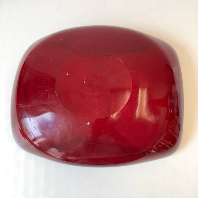 Vintage Mid-Century Red Murano Glass Style Bowl With Gold Flecks For Sale - Image 10 of 10