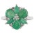 Emerald & Diamond Floral Statement Ring in 925 Sterling Silver, Us Size 7.5 For Sale - Image 4 of 15
