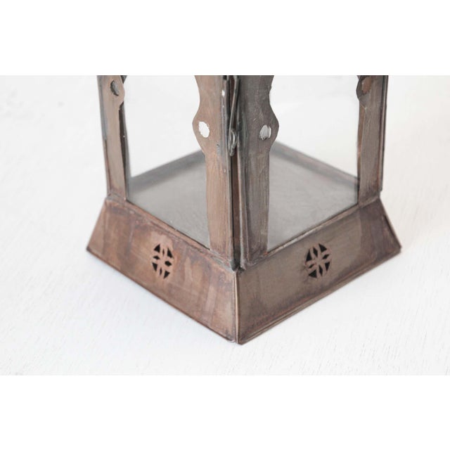 Moroccan Square Tole and Clear Glass Candle Lantern For Sale - Image 13 of 18
