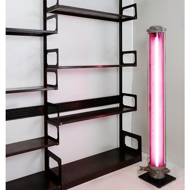 Industrial Pink Column Floor Lamp, 1960s, in Good conditions. Designed 1960 to 1969 European Plug (up to 250V).The wiring...