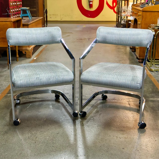 DIA - Design Institute America 1980s Chrome Chairs Attributed to Milo Baughman for Design Institute of America 'Dia' a Pair For Sale - Image 4 of 8