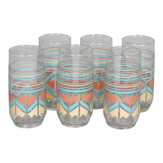 Mid 20th Century Southwestern Mid Century Glass Tumblers, Set of 6 For Sale