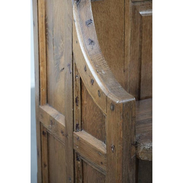Antique Gothic Style Oak Church Pew with Carvings For Sale - Image 13 of 18