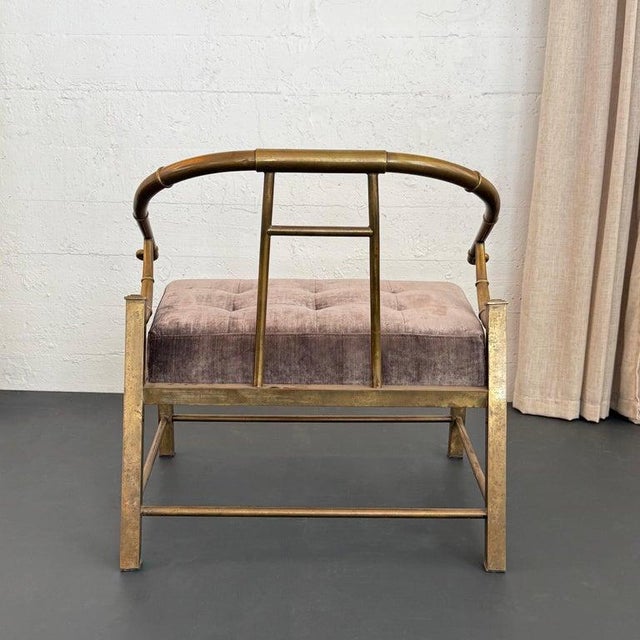 1970s 1970s Brass "Empress" Hollywood Regency Chair by Warren Lloyd for Mastercraft For Sale - Image 5 of 9