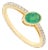 Bezel Set Emerald & Diamond East-West Ring in 14k Yellow Gold Size 6 For Sale
