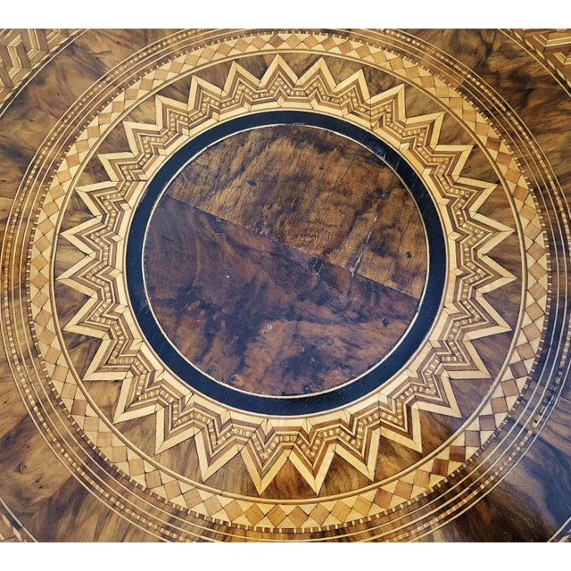 Brown Antique Italian 19th C Exotic Inlaid Oilvewood Salon Side Table For Sale - Image 8 of 15