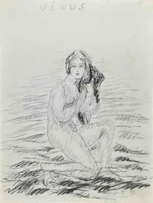 Venus Goddess, Original Drawing, Early 20th-Century