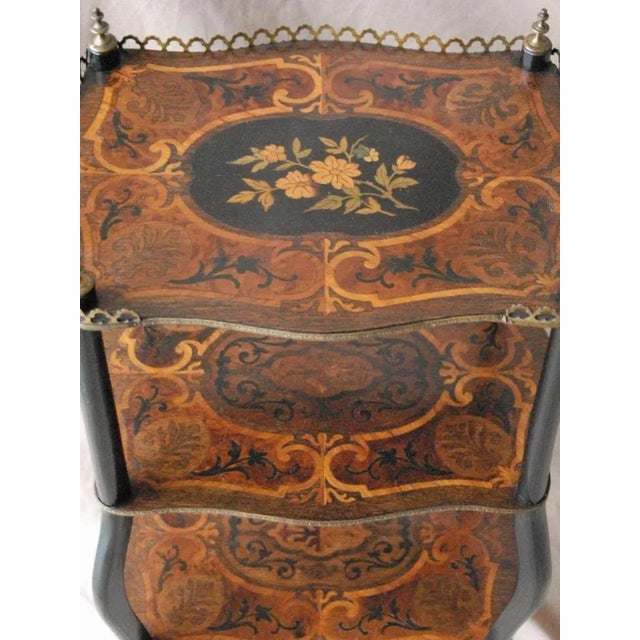 Finely inlaid with bronze finish. Type: Etagere Dating: 1880s Style: Napoleon III Provenance: France Materials: Wood...