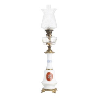 19th Century Oil Lamp in Bronze, Ceramic, and Glass For Sale