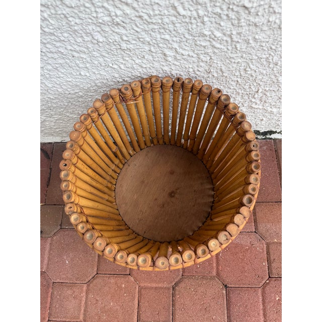 Mid 20th Century Vintage Tortoise Pencil Bamboo Rattan Planter For Sale In Miami - Image 6 of 6