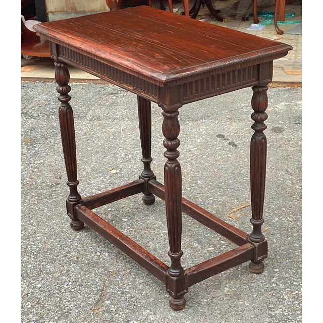 Aymone Manufacturing Co Edwardian Carved Walnut Writing Table For Sale - Image 4 of 11