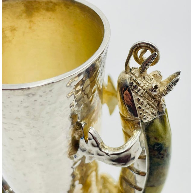 1970s Los Castillo Taxco Silver Plate & Stone Lizard Shot Glass, Mexican Silversmith For Sale - Image 16 of 18