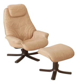 Late 20th Century Norwegian Lounge Chair + Ottoman