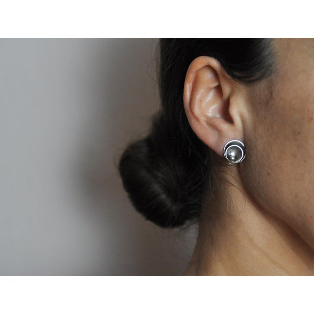 Vintage Sterling Silver Earclips by Hermann Siersbøl, 1950s, Set of 2 For Sale - Image 6 of 7