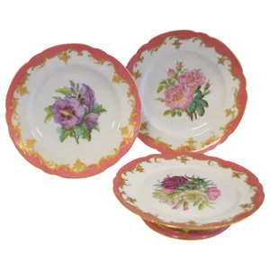 Early 19th Century Paris Botanical Pink Porcelain Service for 24