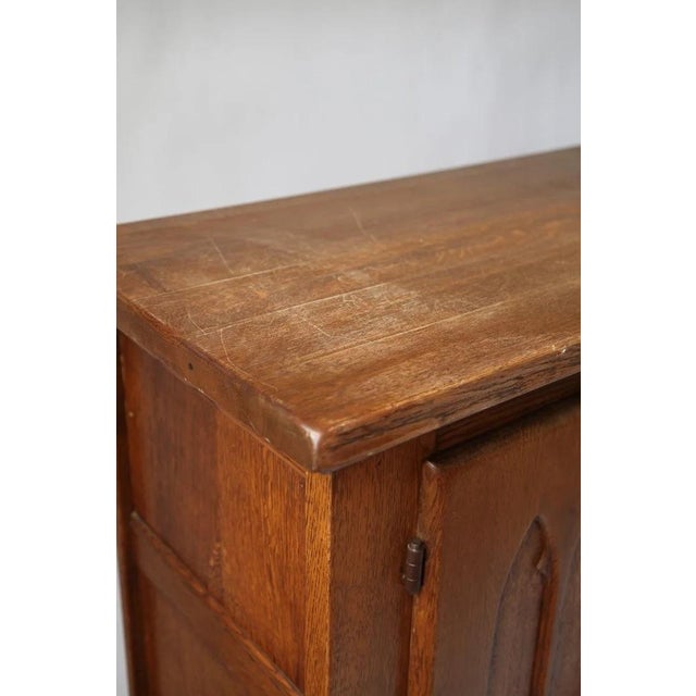 Belgian Gothic Style Carved Oak Cabinet, 1960s For Sale - Image 13 of 14