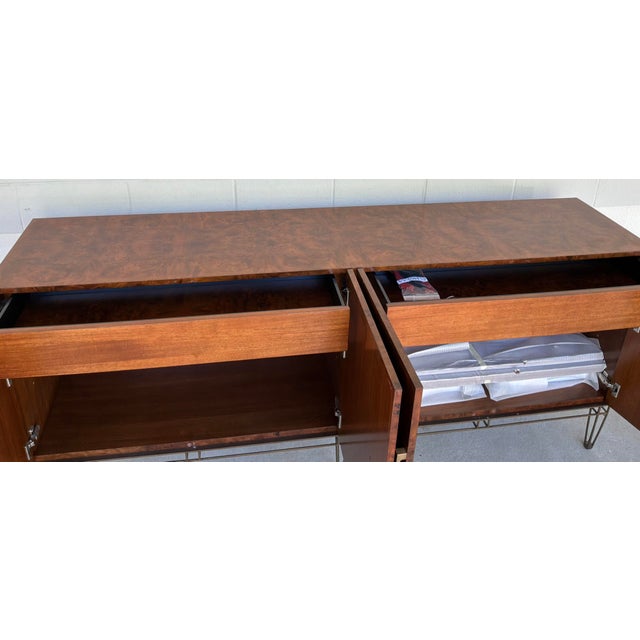 Jonathan Charles Jonathan Charles Modern Walnut Burl Wood Cabinet For Sale - Image 4 of 9