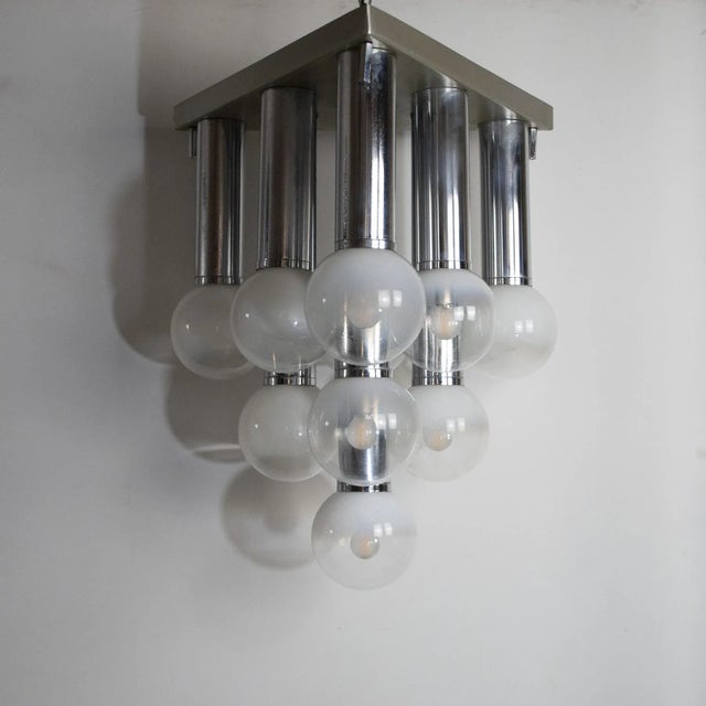 Pendant Chandelier With Lights in Satin Glass, Italy, 1970s For Sale - Image 10 of 17
