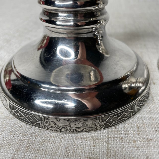 Silver Benedict Chinese Chippendale Silver Plated Candlestick Holders For Sale - Image 8 of 9