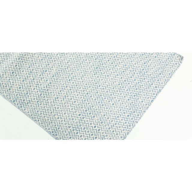Modern beige blue flat weave wool runner by Doris Leslie Blau Size: 3'0" × 18'0" (91 × 548 cm). This Modern Flat Weave...