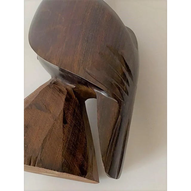 Artisan Pelican Figurine Art Deco Moderne Style Hand-Carved Wood For Sale - Image 9 of 12