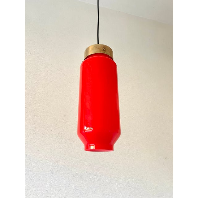 1960s Mid-Century Modern Red Pendant Light attributed to Vetreria Vistosi Murano, 1960s For Sale - Image 5 of 15