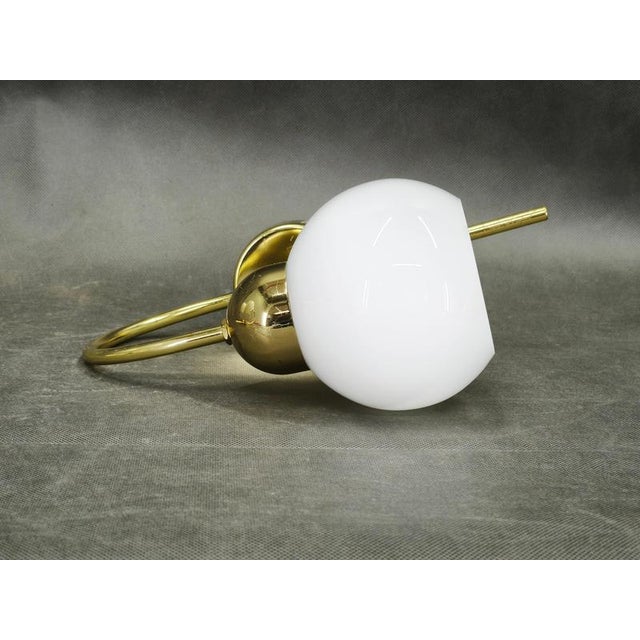 Metal Vintage Brass and Opaline Glass Wall Lights by Kamenický Šenov, 1970s, Set of 3 For Sale - Image 7 of 16