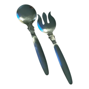 Vintage Silver Plate Salad Tongs in the Style of Georg Jensen- Set of 2