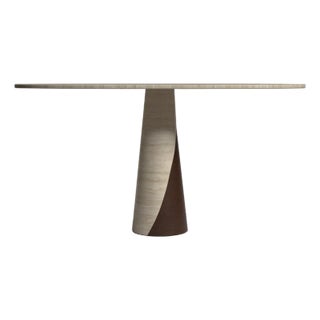 Yang Oval Travertine Dining Table For Sale