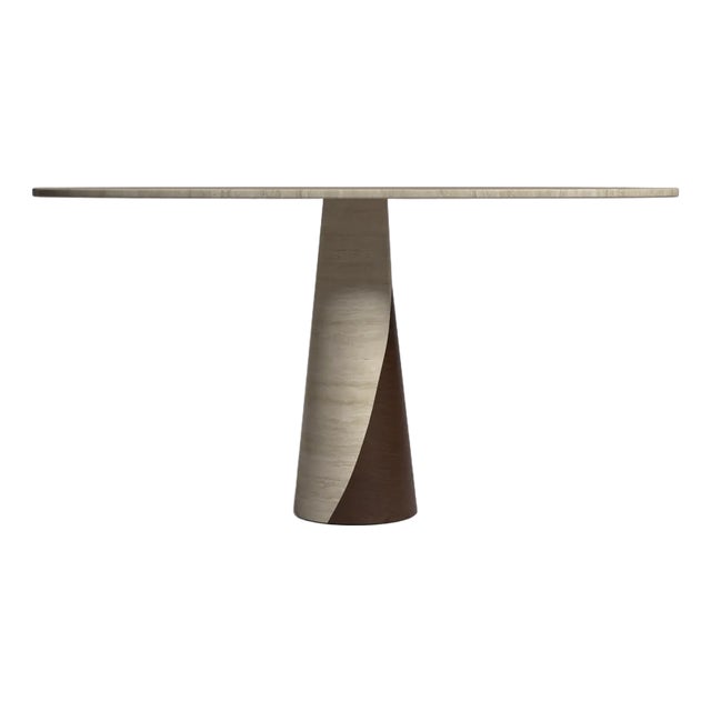 Yang Oval Travertine Dining Table For Sale