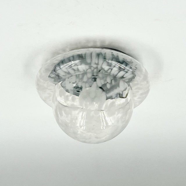 Vintage Space Age UFO Flush Mount Light Fixture with Spotted Glass Shade, 1960s For Sale - Image 6 of 11