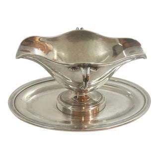 Vintage Christofle Silver Sauce Boat With Saucer Late 19th Century For Sale