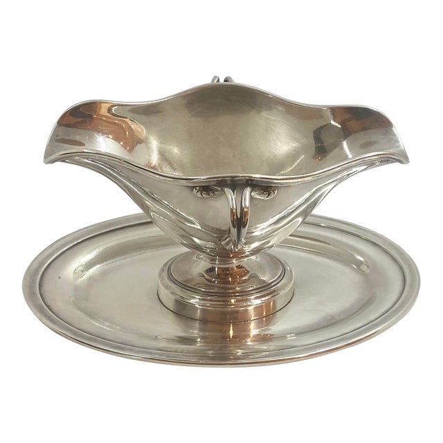 Vintage Christofle Silver Sauce Boat With Saucer Late 19th Century For Sale