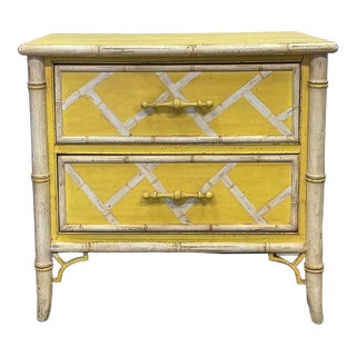 Regency Style Painted Faux Bamboo Commode / Chest / Side Table -Nat’l. Mt. Airy For Sale