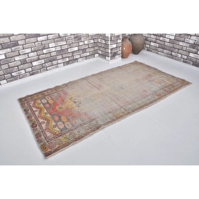 Turkish Vintage Distressed Turkish Area Rug, Faded Traditional Motif in Muted Earth Tones For Sale - Image 3 of 9