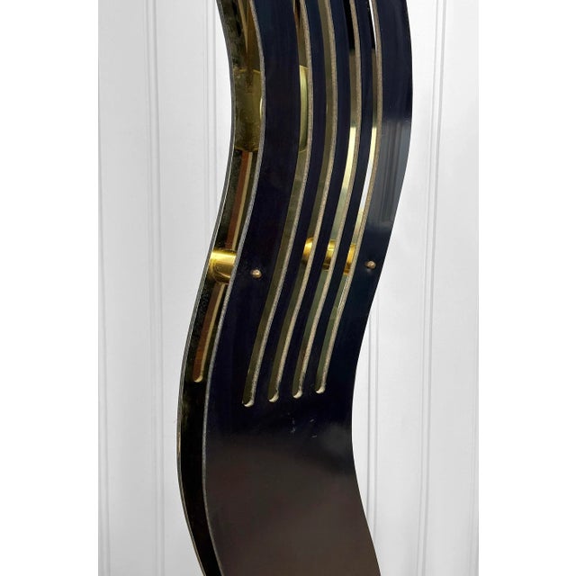 Vintage Art Deco Black & Gold Waved Freestanding Clock by Aquarius For Sale - Image 10 of 11