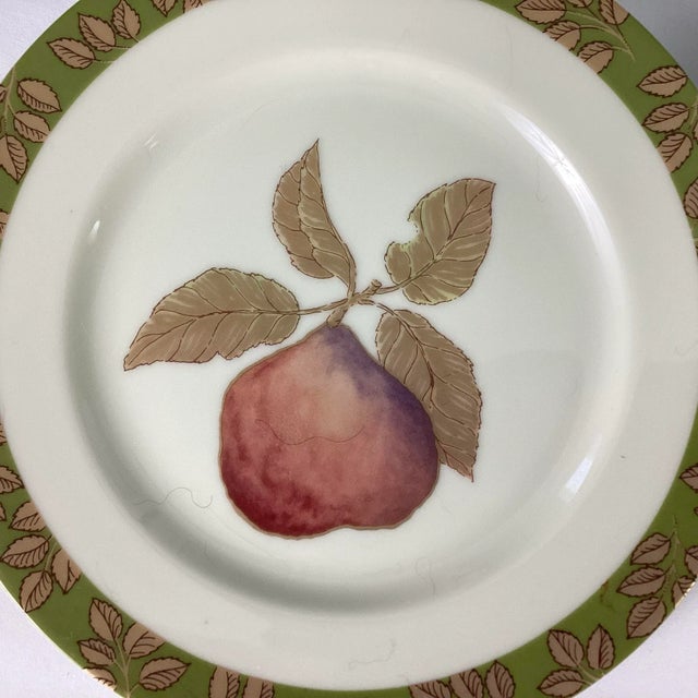 1990s Crate & Barrel Julia Bullmore “Golden Pears” Dessert Plates- Set of 4 For Sale - Image 5 of 7
