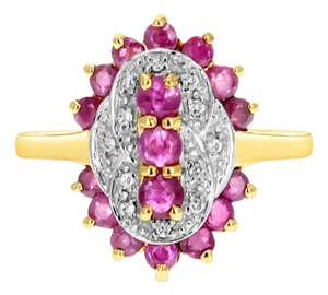 Vintage Style Diamond Sapphire or Ruby Ring 10k Yellow Gold, Size 5